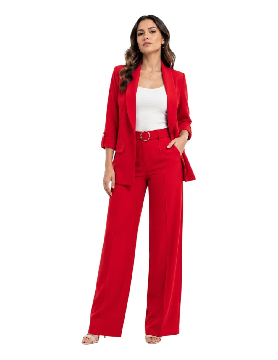 Business casual set de mezcla de materiales para mujer 1
