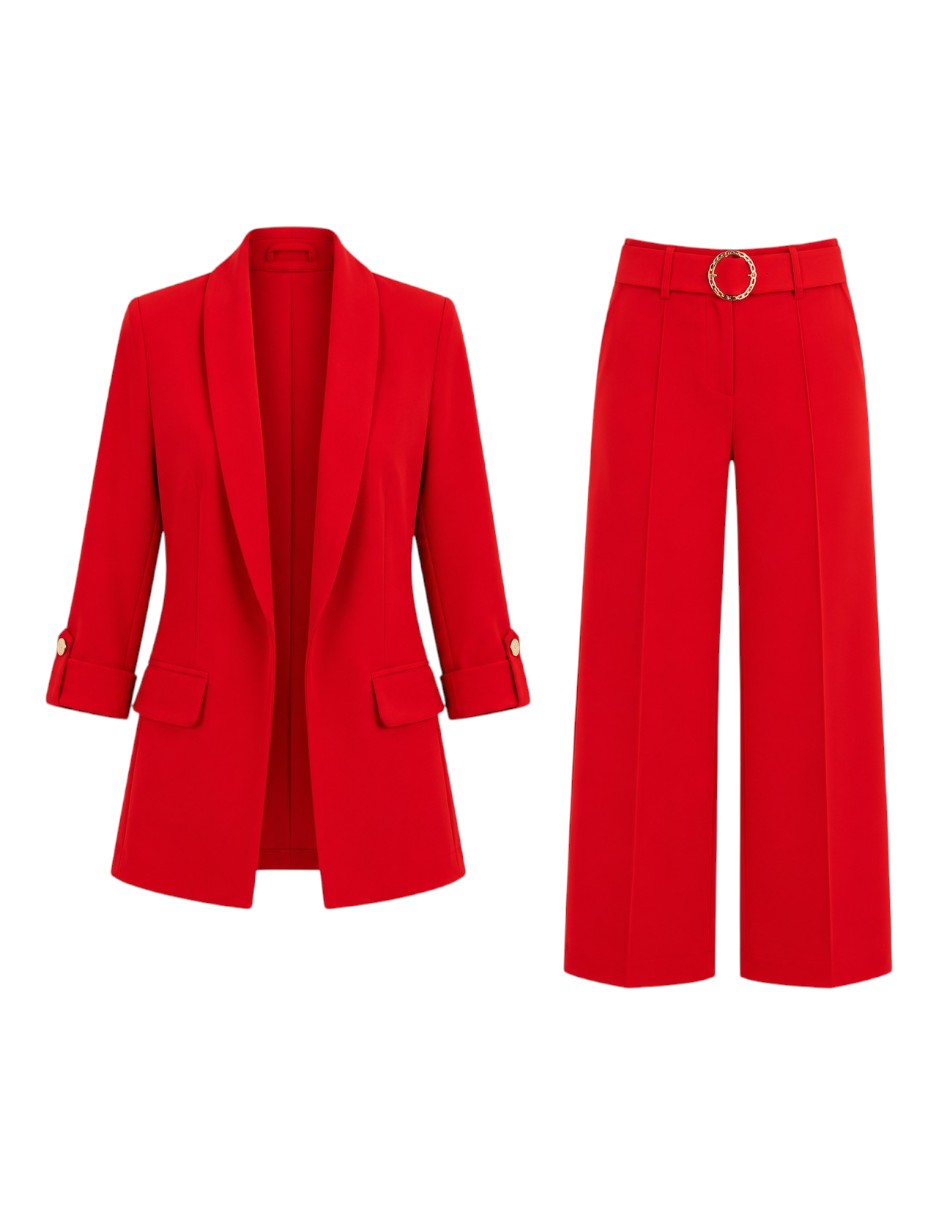 Business casual set de mezcla de materiales para mujer 2