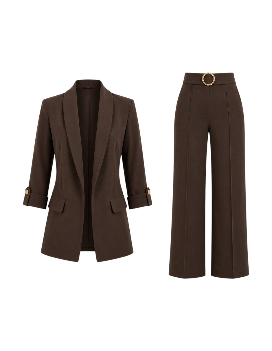 Business casual set de mezcla de materiales para mujer 2