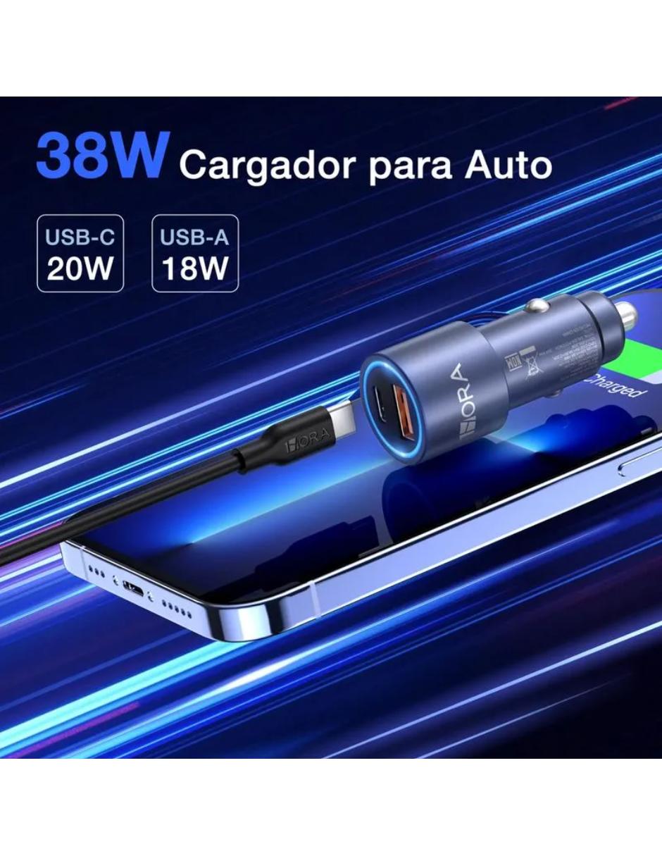 Cargador auto 1Hora USB tipo C 35 W
