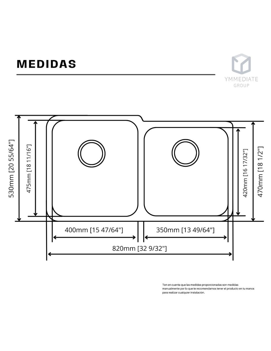 Fregadero de acero inoxidable YMA Home