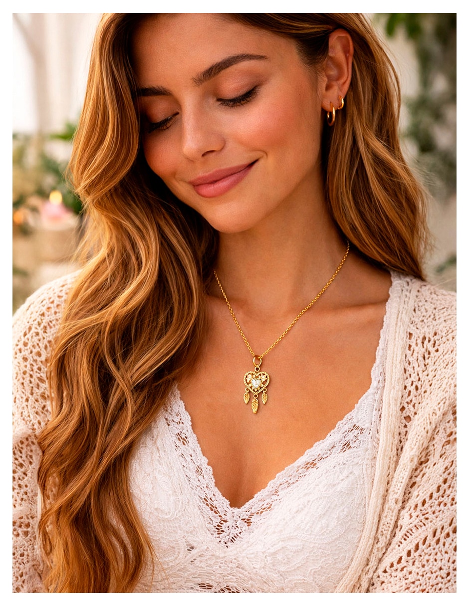 Collar con dije de atrapasueños Moon & Self 18 k