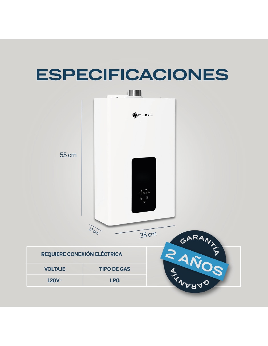 Calentador de paso BO12LM 12 L Gas LP 10