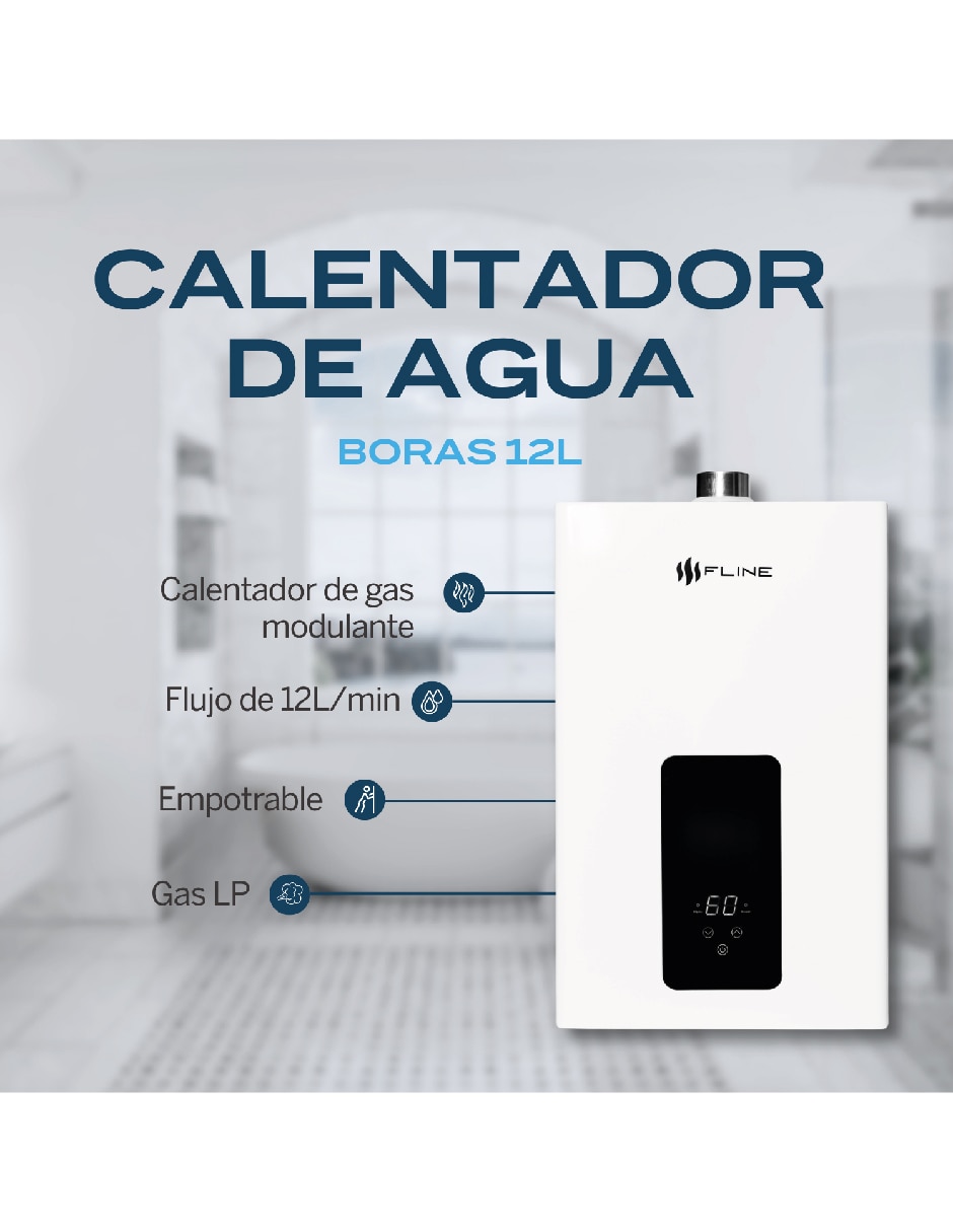 Calentador de paso BO12LM 12 L Gas LP 7