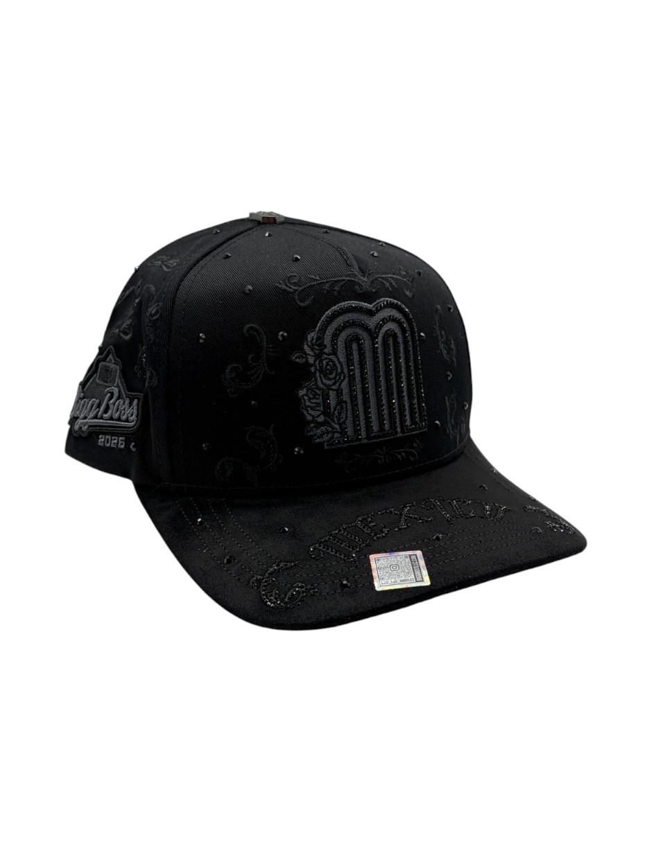 Gorra visera curva snapback para casual Big Boss Mexico Rosas Black para hombre