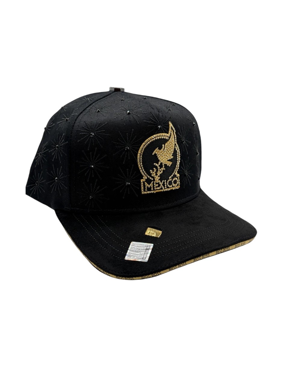 Gorra visera curva snapback casual Big Boss Viva México Black/gold para hombre