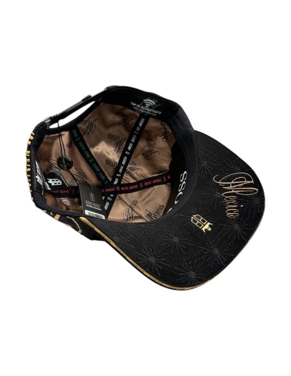 Gorra visera curva snapback casual Viva México Black/gold para hombre