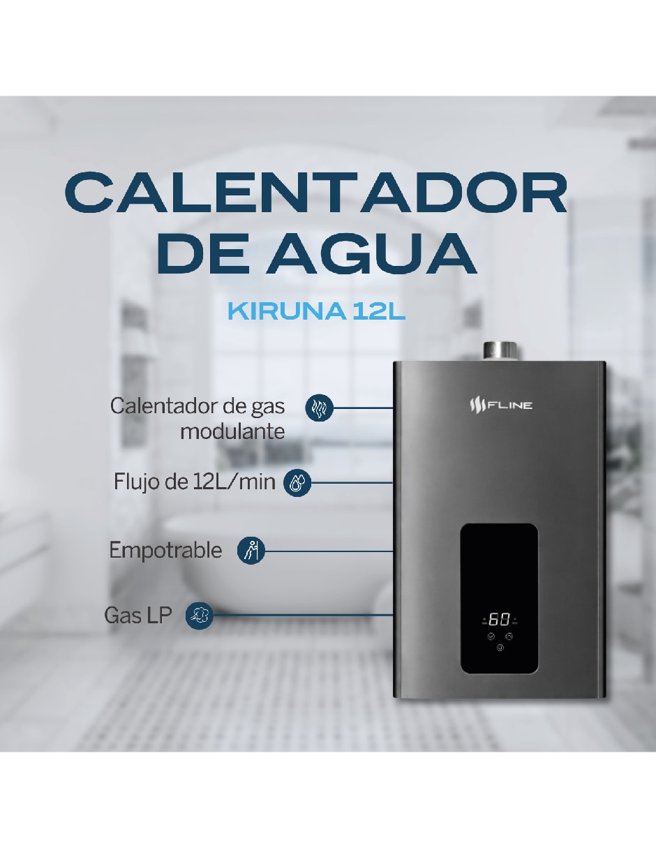 Calentador de paso Fline KI12LM gas LP