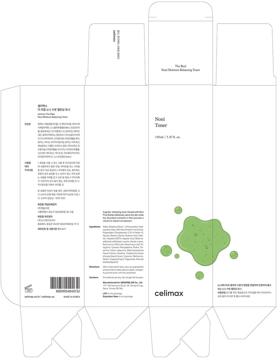Tónico hidratante Celimax Noni Moisture Balancing Toner 150 ml