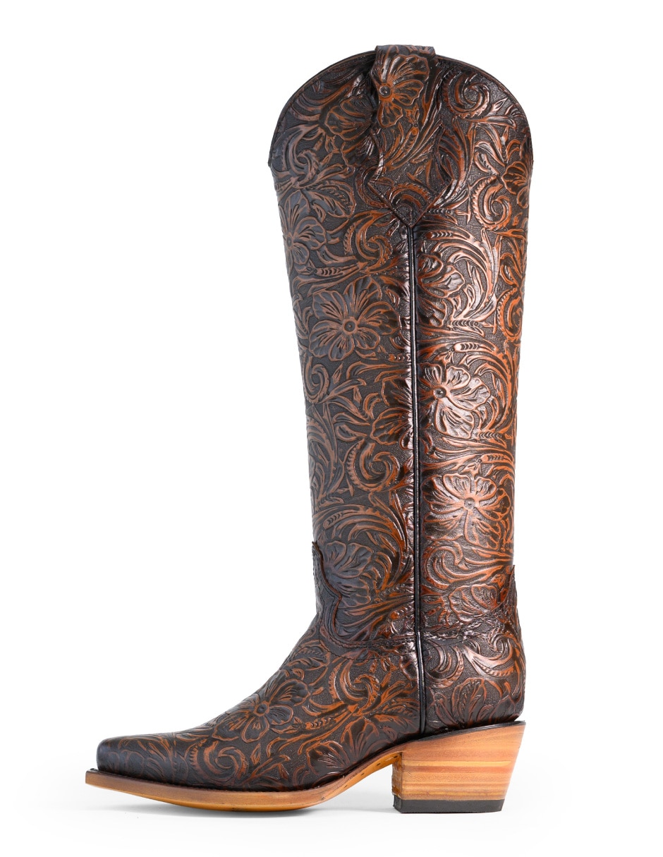 Bota cowboy abajo de la rodilla tacalero sin familia/coleccion de piel para mujer