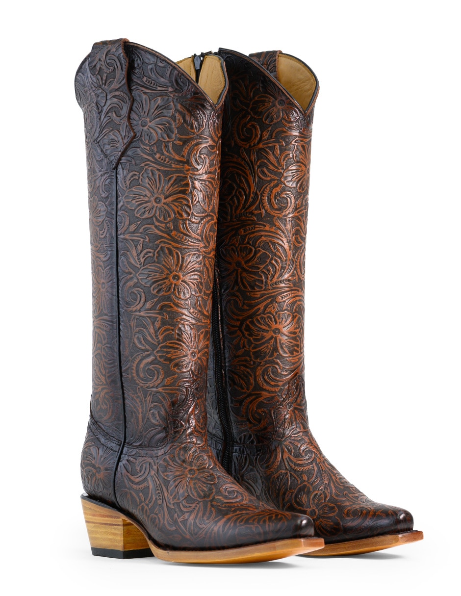 Bota cowboy abajo de la rodilla tacalero sin familia/coleccion de piel para mujer