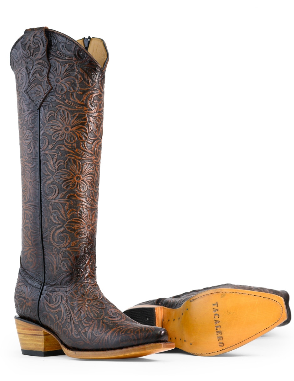 Bota cowboy abajo de la rodilla tacalero sin familia/coleccion de piel para mujer