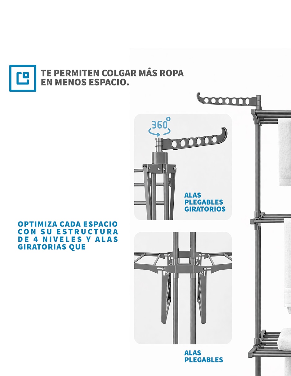 Set tendedero plegable Alvana de aluminio