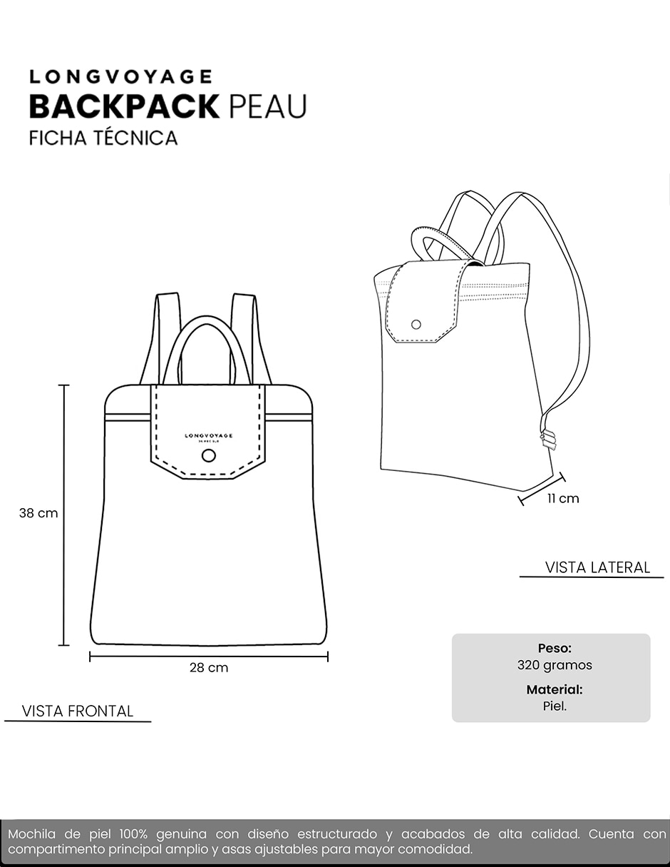 Mochila casual Longvoyage de piel unisex