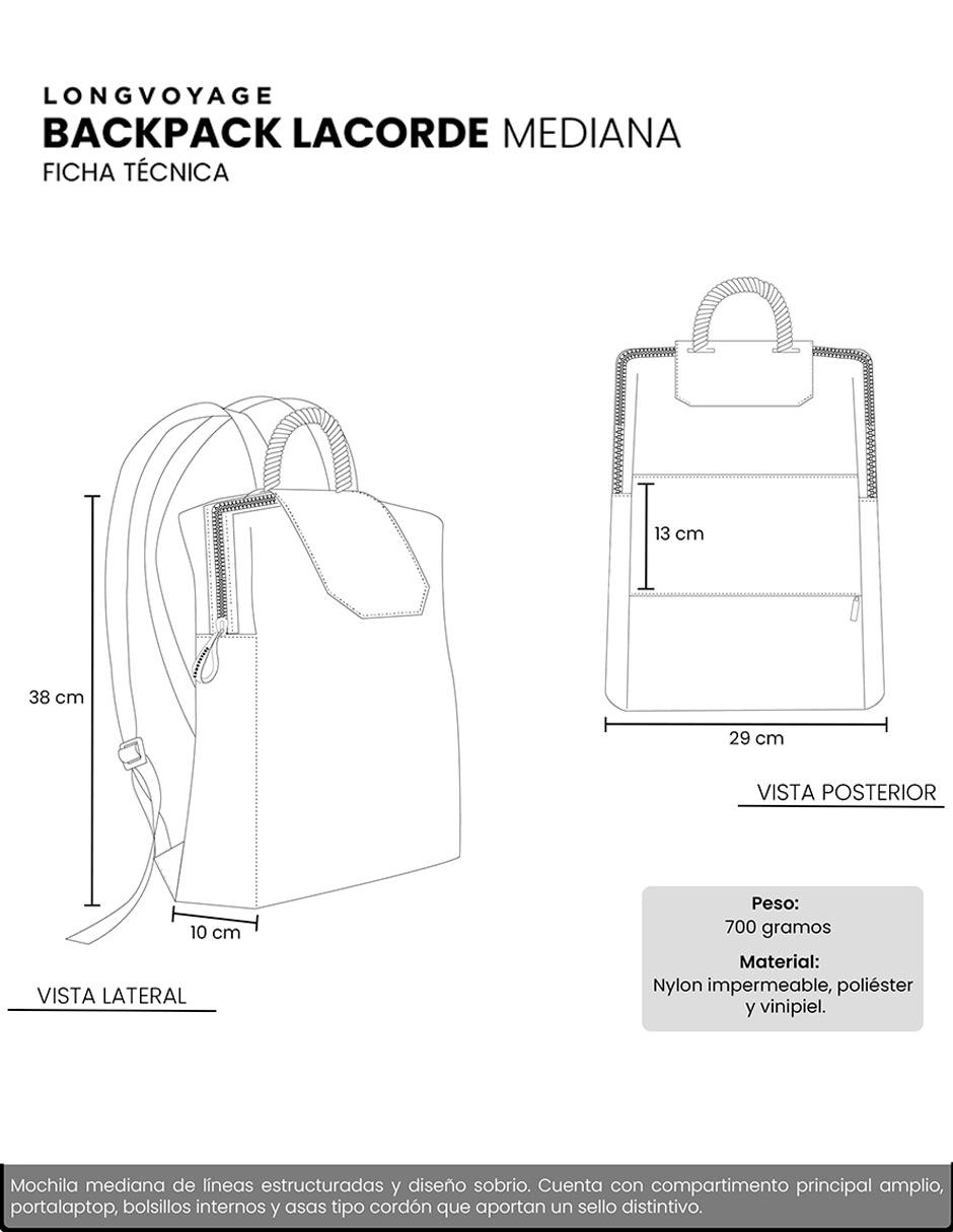 Mochila casual Lacorde unisex 8
