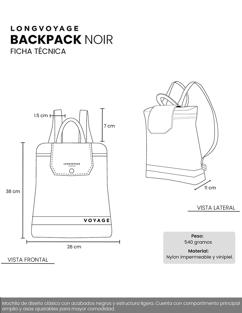 Mochila casual Noir impermeable unisex 7