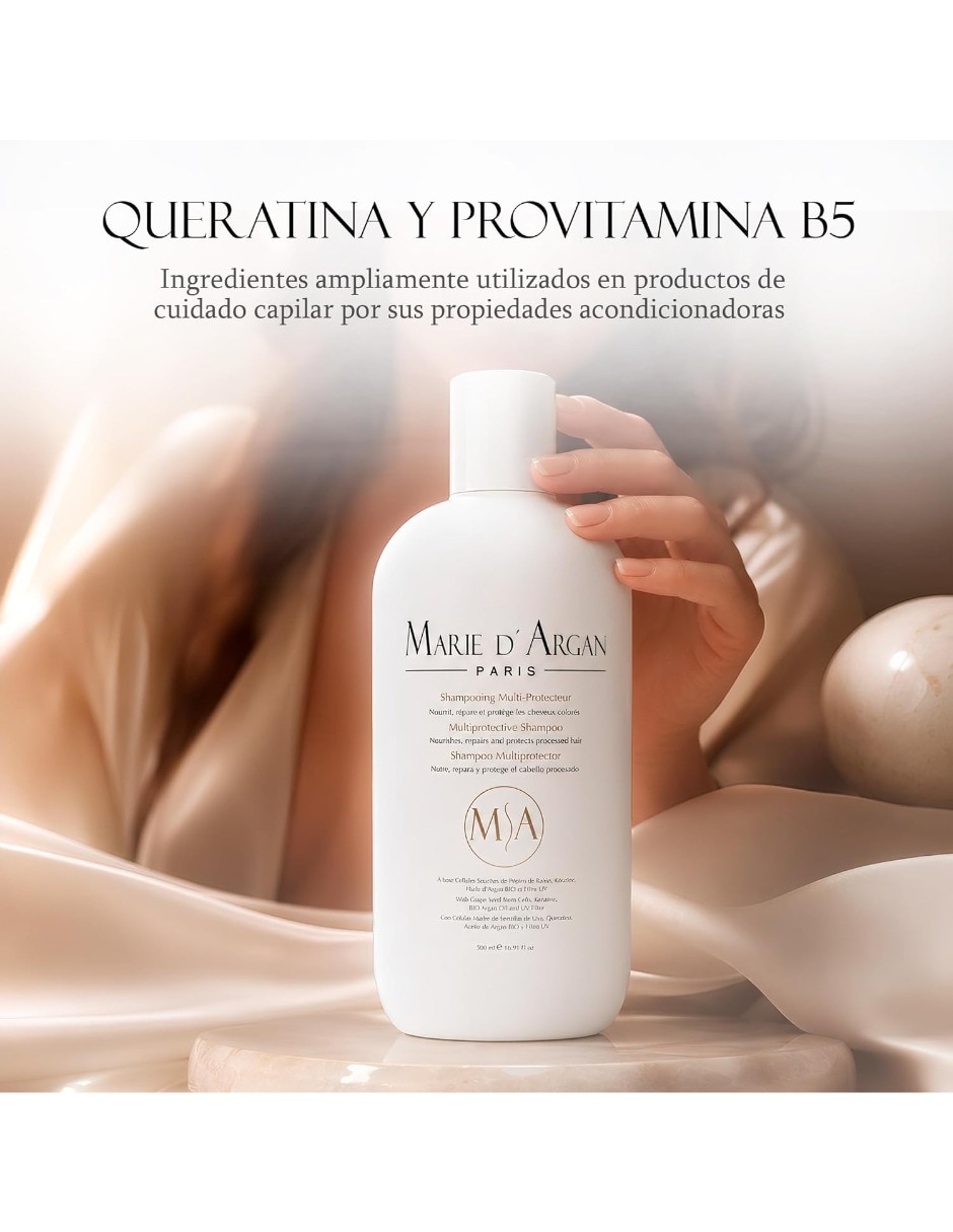 Shampoo reparador para cabello todo tipo Shampooing Multi Protecteur MarieARIE D' Argan 3