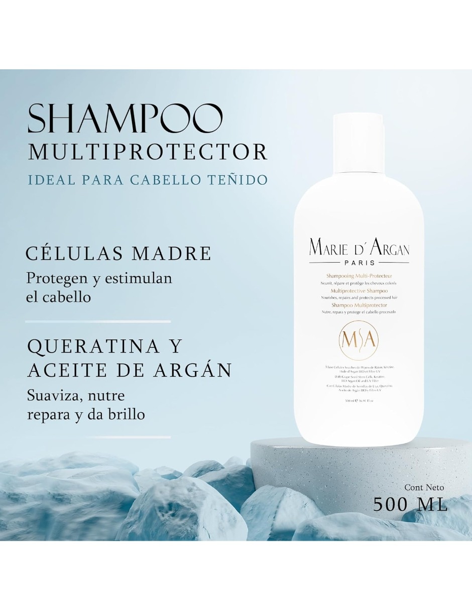 Shampoo reparador para cabello todo tipo Shampooing Multi Protecteur MarieARIE D' Argan 6