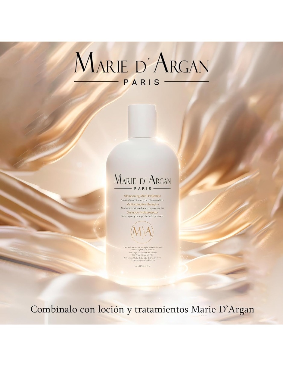 Shampoo reparador para cabello todo tipo Shampooing Multi Protecteur MarieARIE D' Argan 7