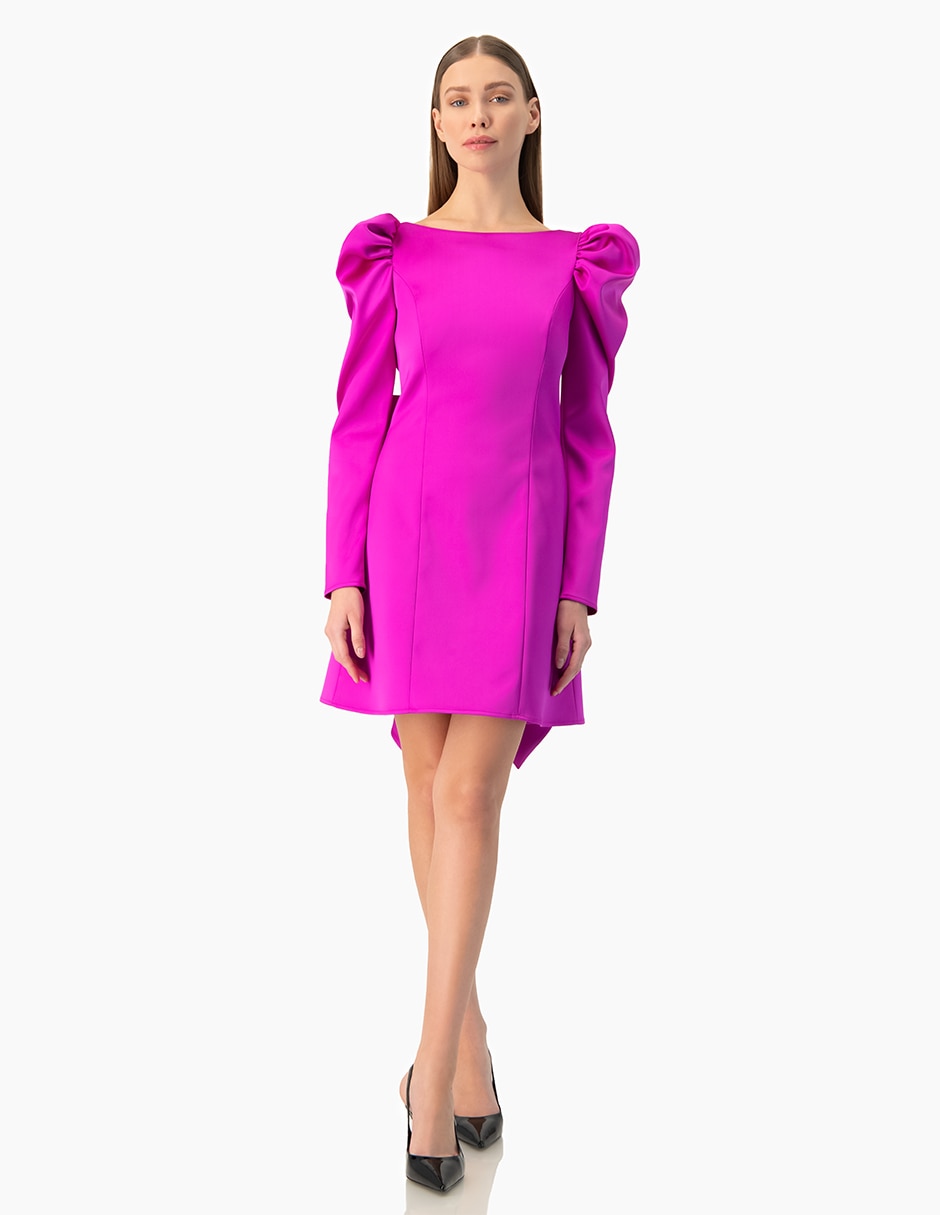 Vestido arriba rodilla fiesta Ivonne Couture escote espalda abierta
