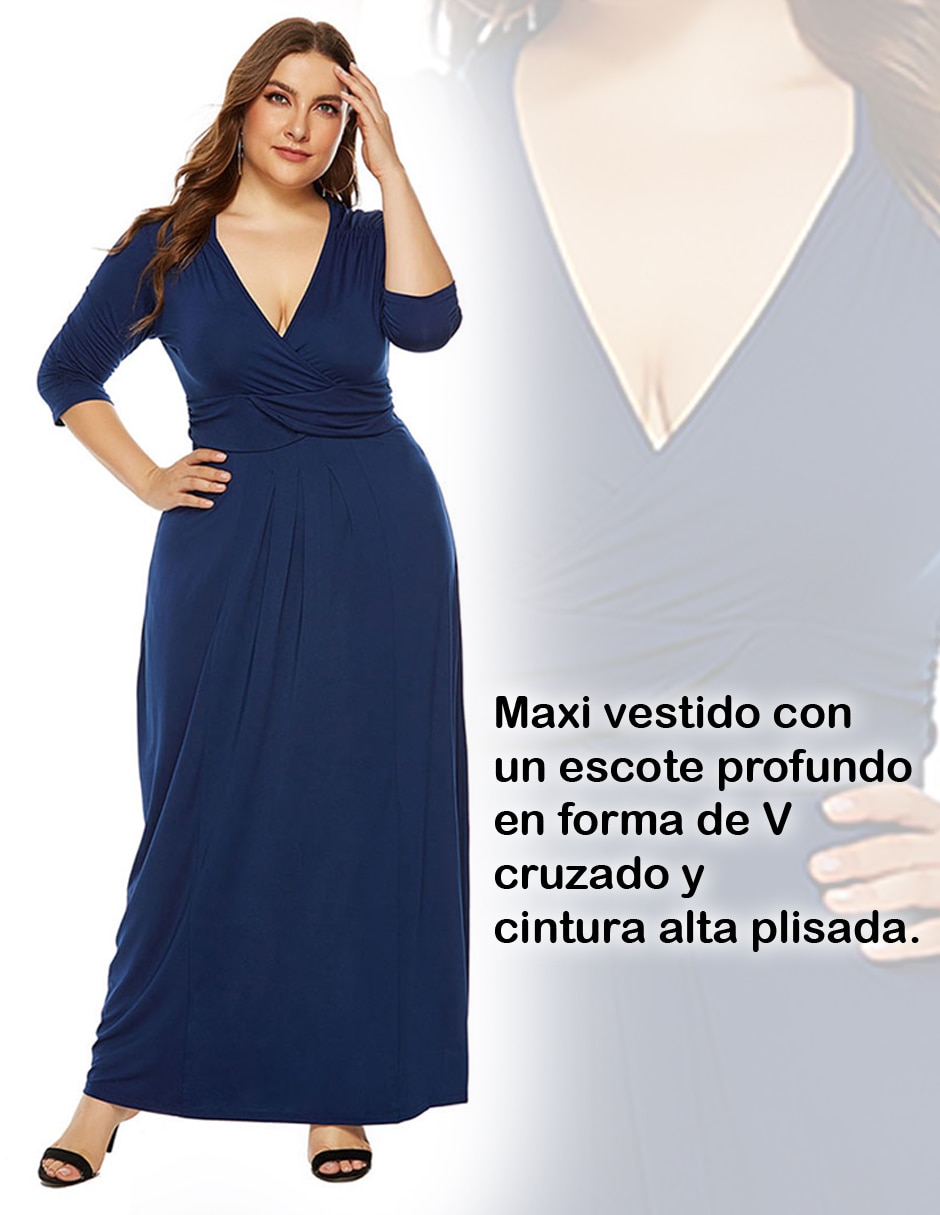 Vestido maxi fiesta Dara Baby escote V para mujer