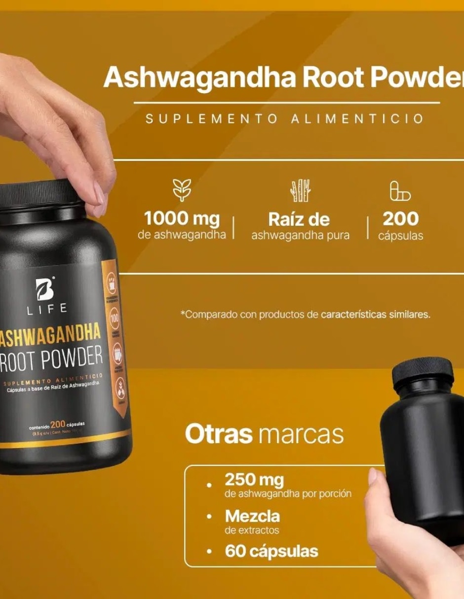 Ashwagandha Root Powder de 200 cápsulas 3