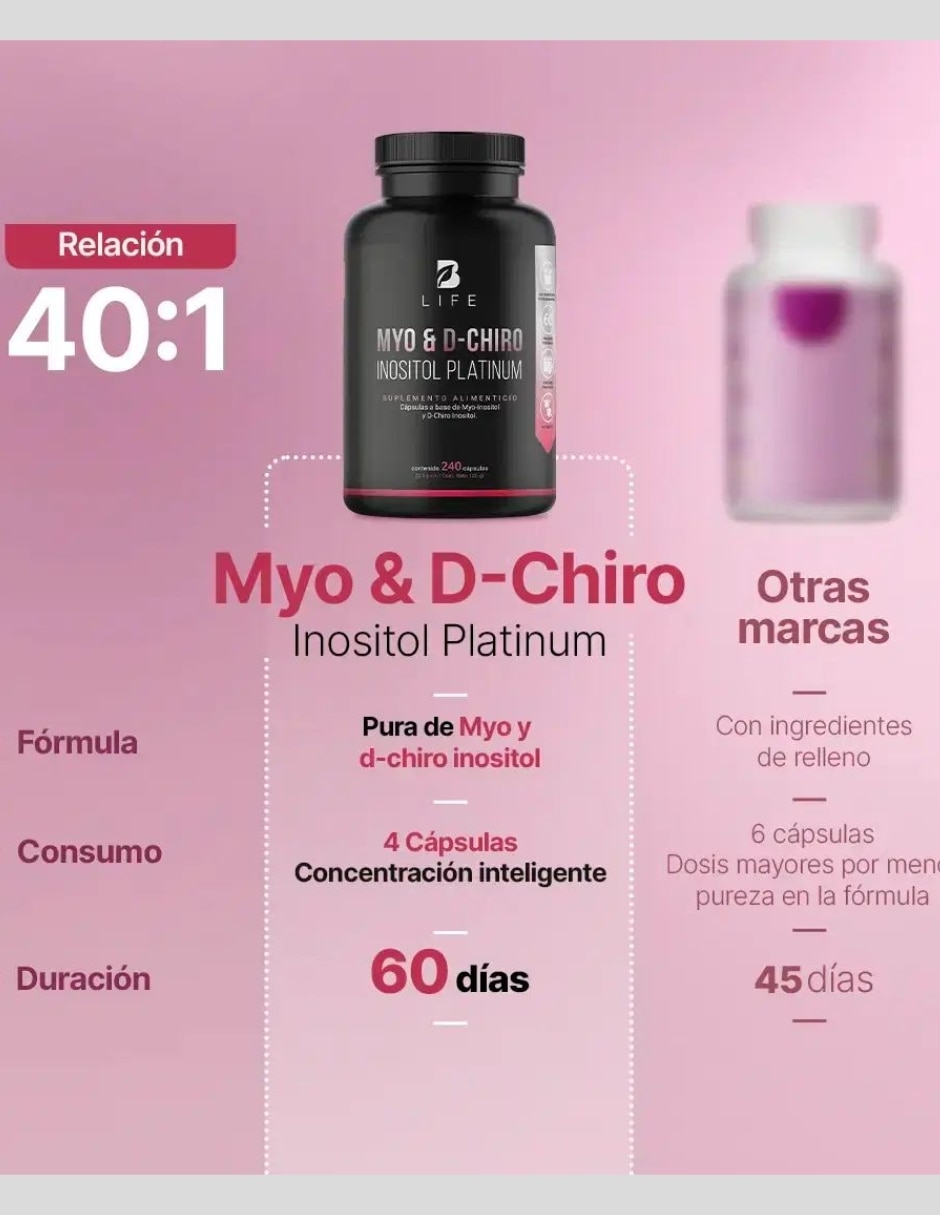 Inositol Platinum B Life con Myo & D-Chiro de 240 cápsulas