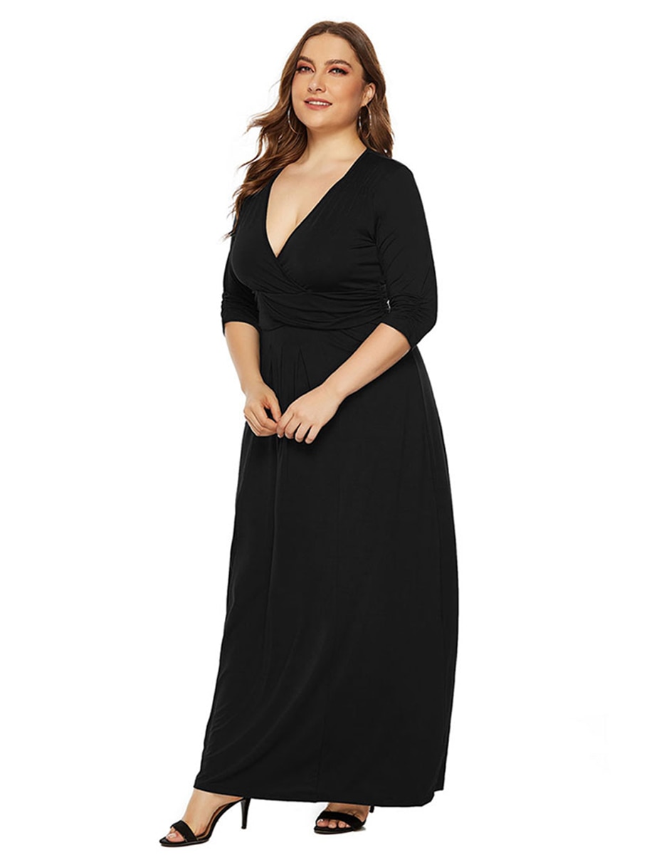 Vestido maxi fiesta escote V para mujer 1