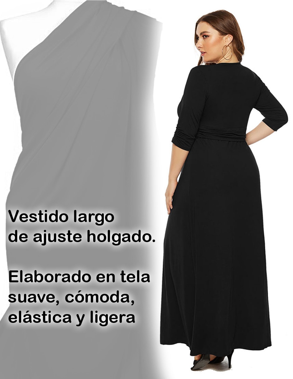 Vestido maxi fiesta escote V para mujer 3