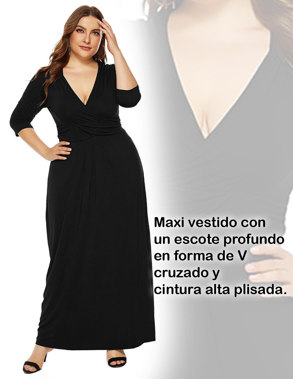 Vestido maxi fiesta escote V para mujer 5