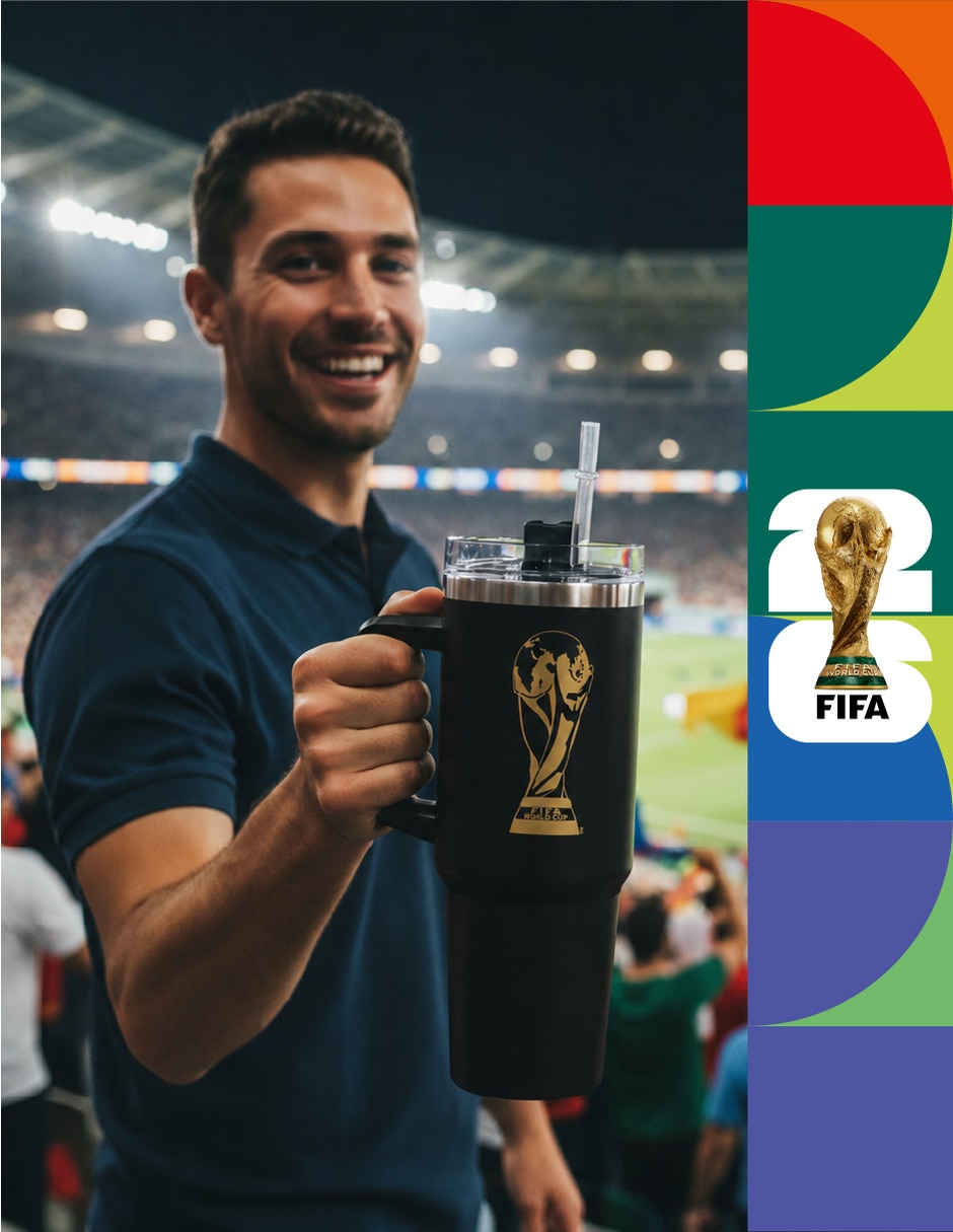 Termo Fifa de acero inoxidable con tapa rosca