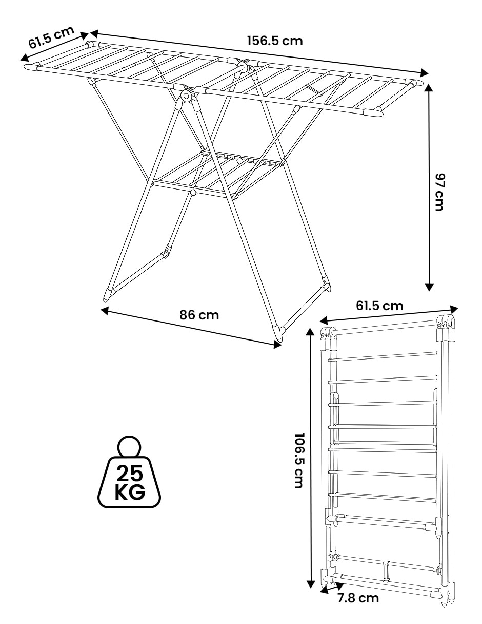 Set tendedero plegable Mu:4life de acero inoxidable