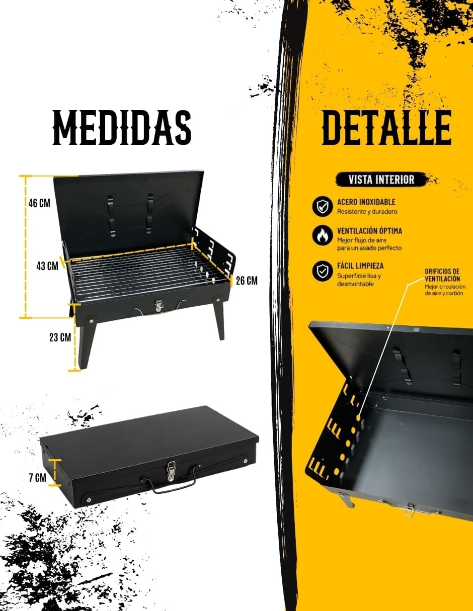 Asador carbón Ecomlab de acero inoxidable