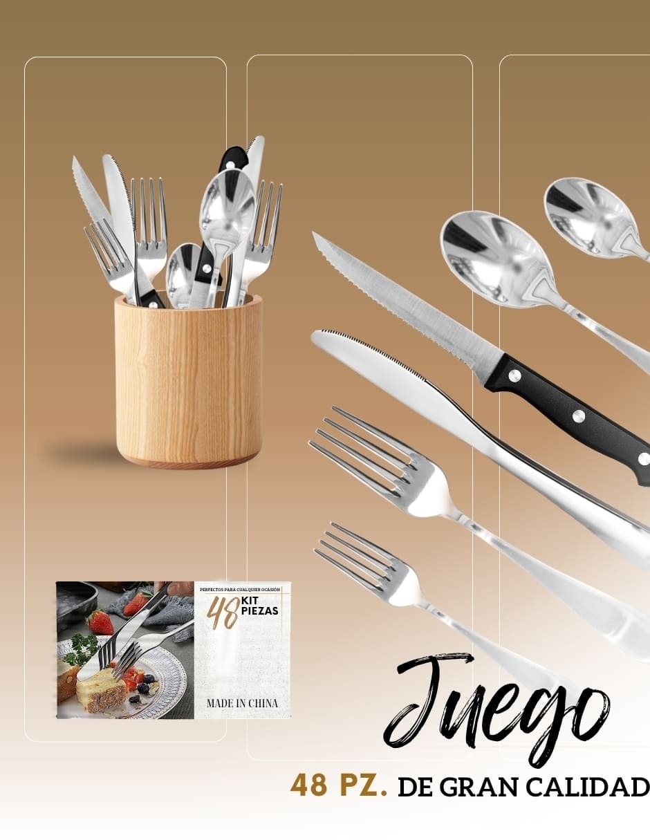 Set cubiertos Ecomlab de acero inoxidable 49 piezas