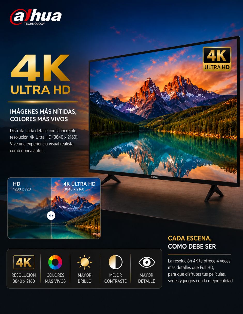 Pantalla Smart TV Dahua LED de 4K/UHD tv-dahua-50 con android tv
