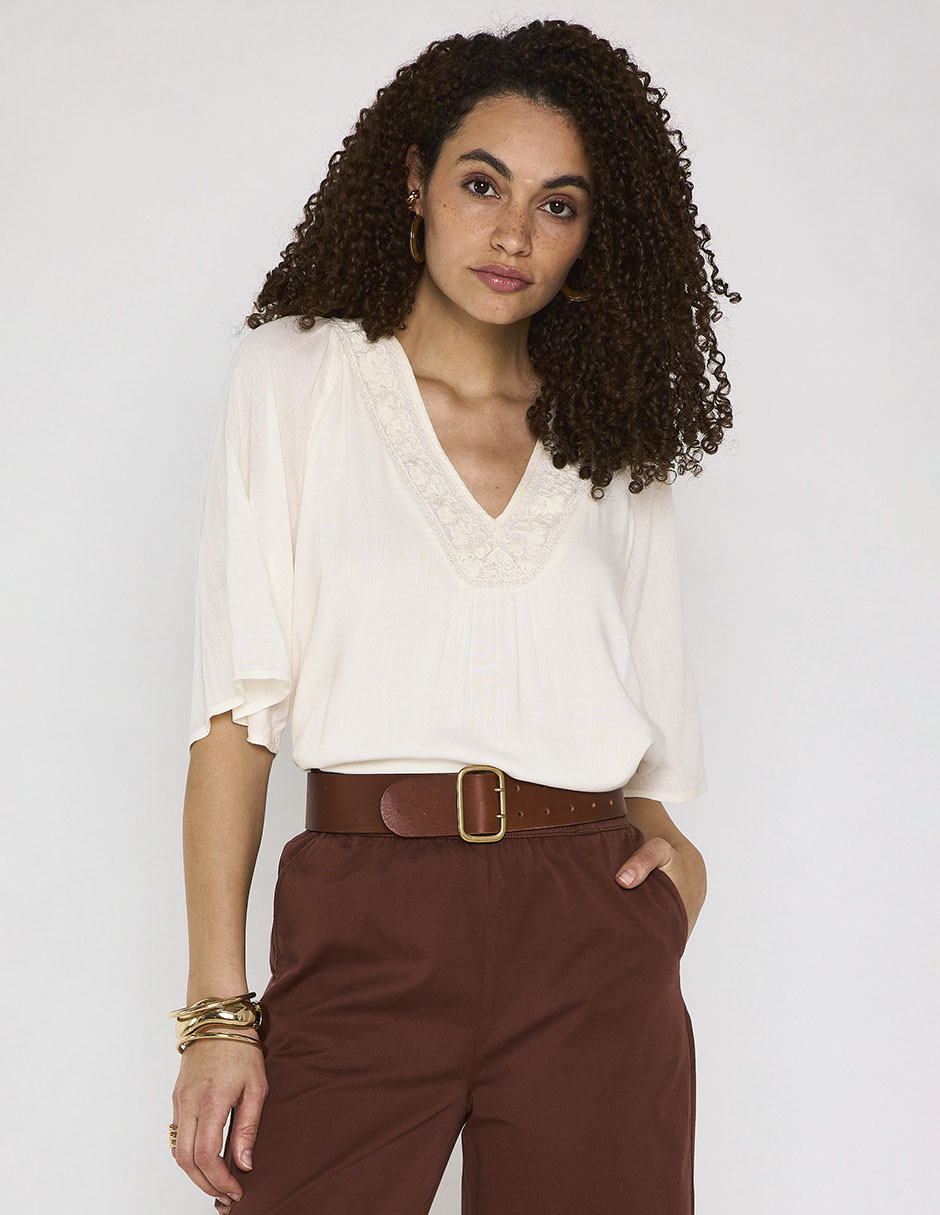 Blusa manga al codo para mujer