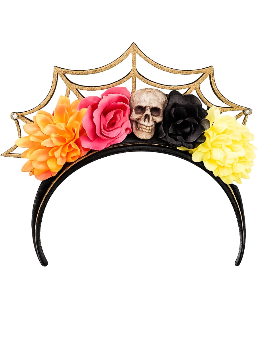 Diadema para disfraz de catrina con telaraña Ghoulish Productions