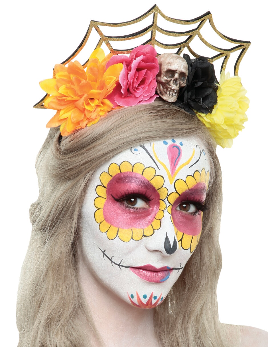 Diadema para disfraz de catrina con telaraña Ghoulish Productions