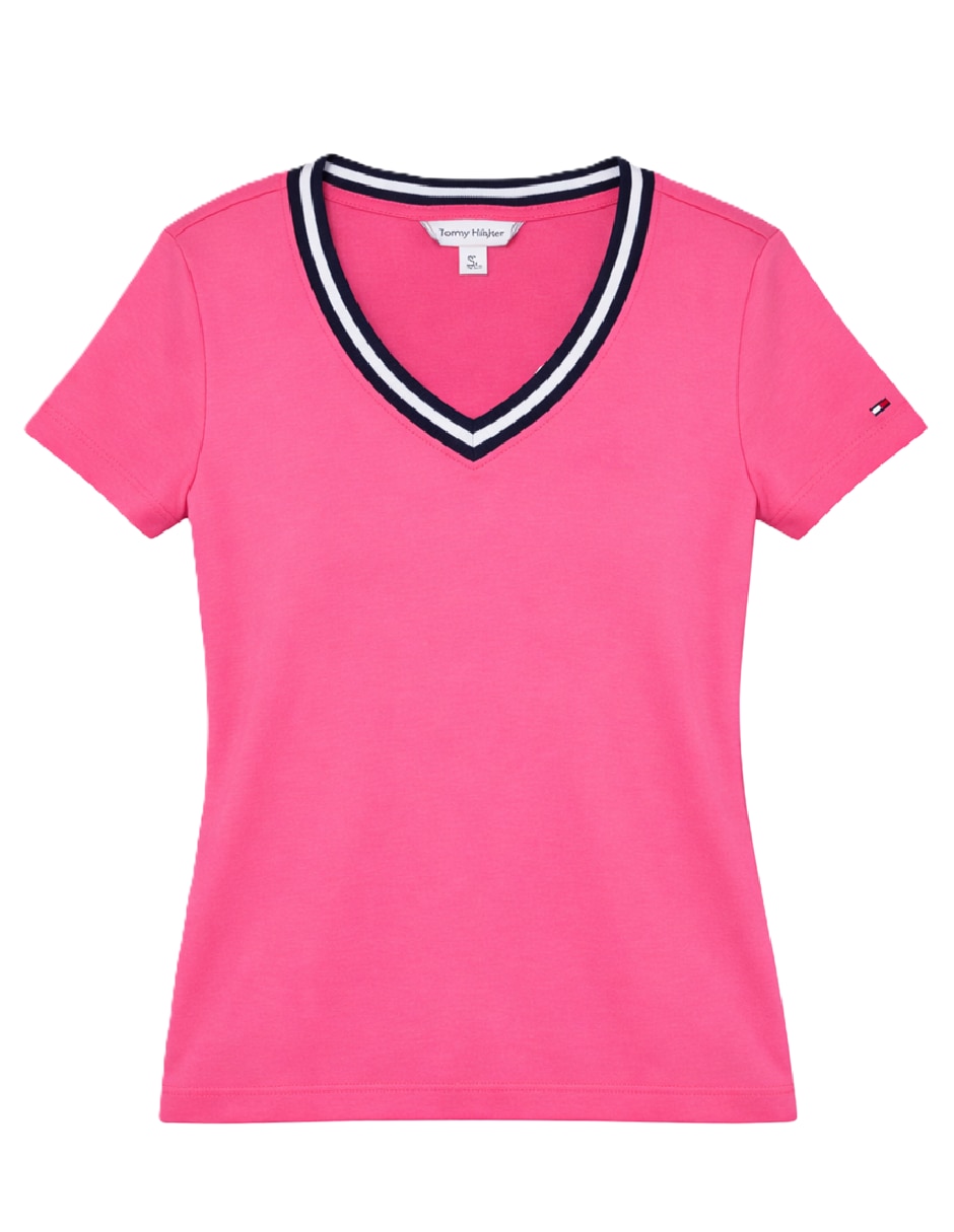 Playera manga corta Tommy Hilfiger cuello V para mujer