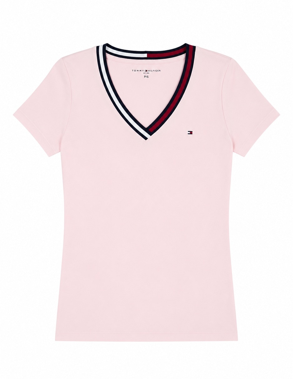 Playera manga corta Tommy Hilfiger cuello V para mujer