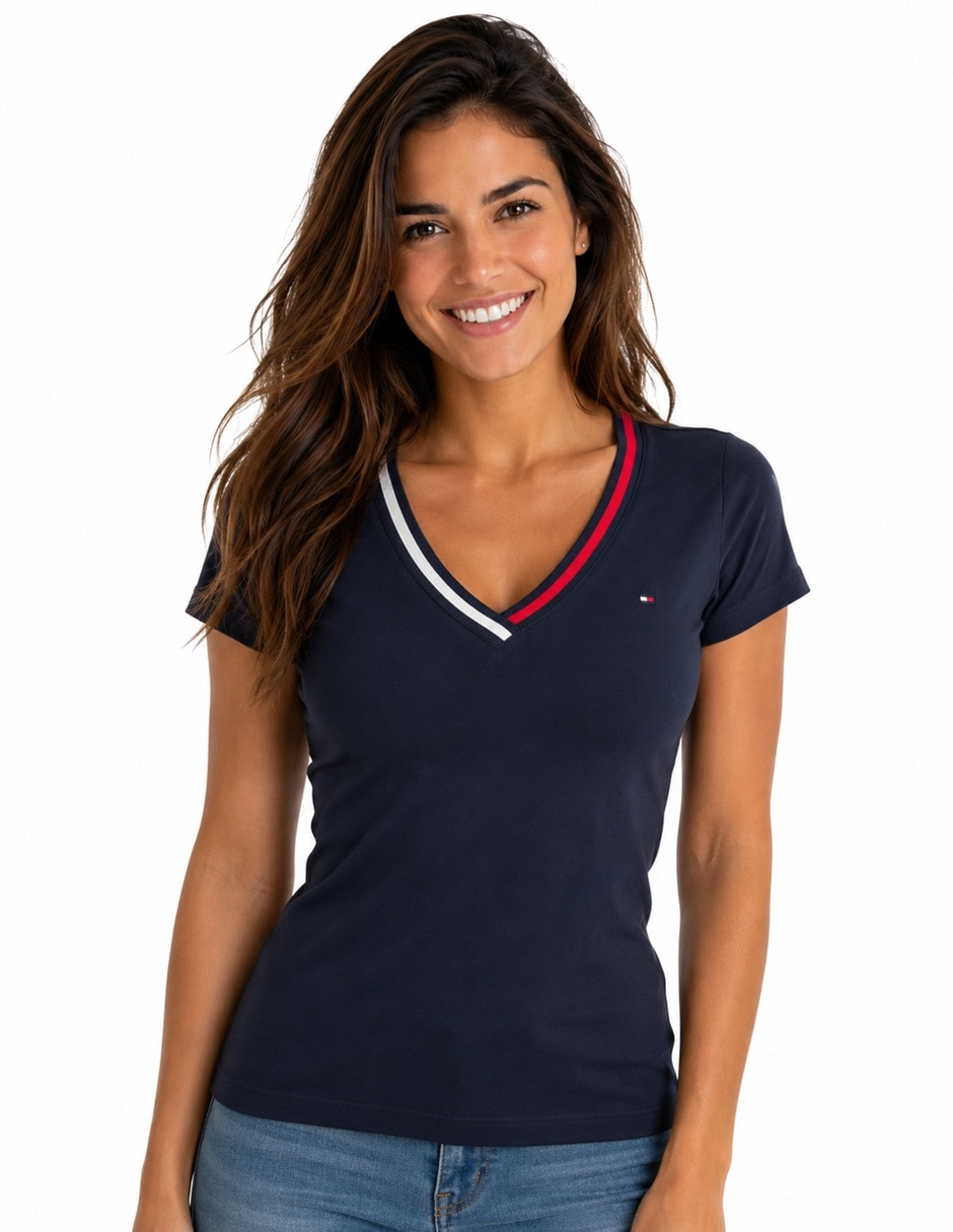 Playera manga corta cuello V para mujer Playera manga corta cuello V para mujer