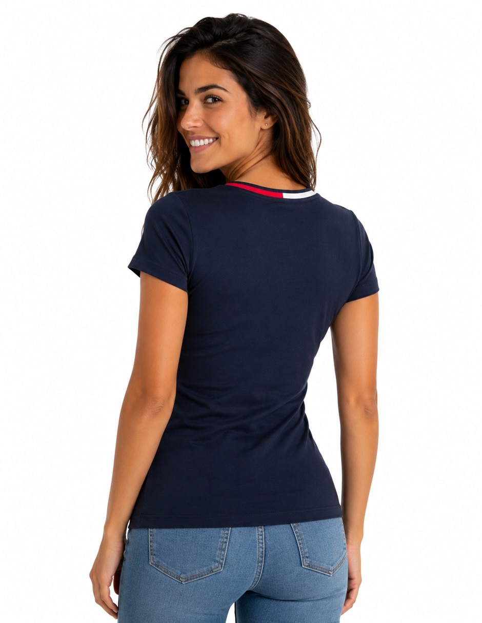 Playera manga corta cuello V para mujer 5