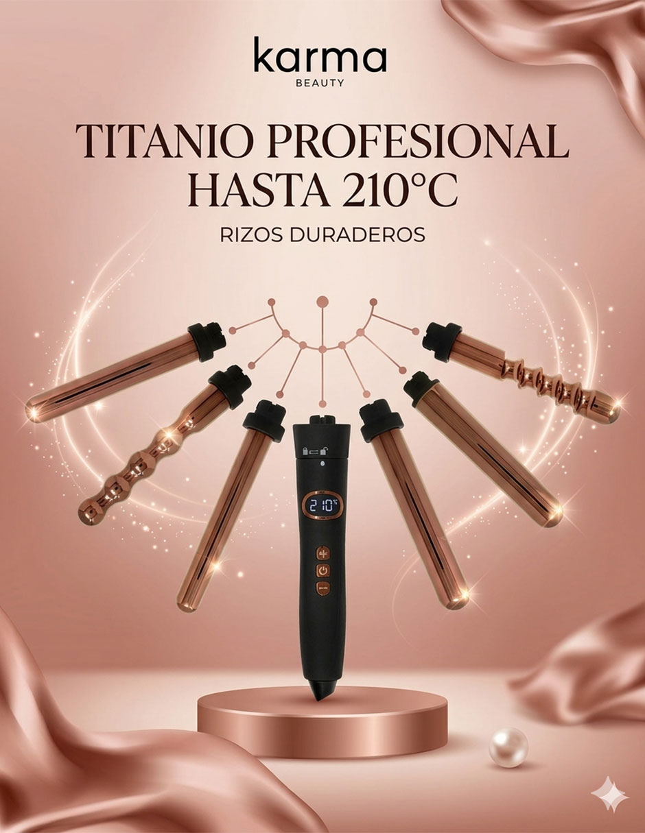 Kit de rulos térmicos de cabello Karma Beauty glam curl múltiple de titanio