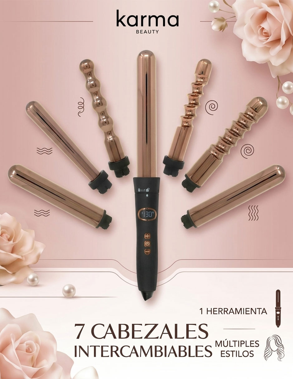 Kit de rulos térmicos de cabello Karma Beauty glam curl múltiple de titanio
