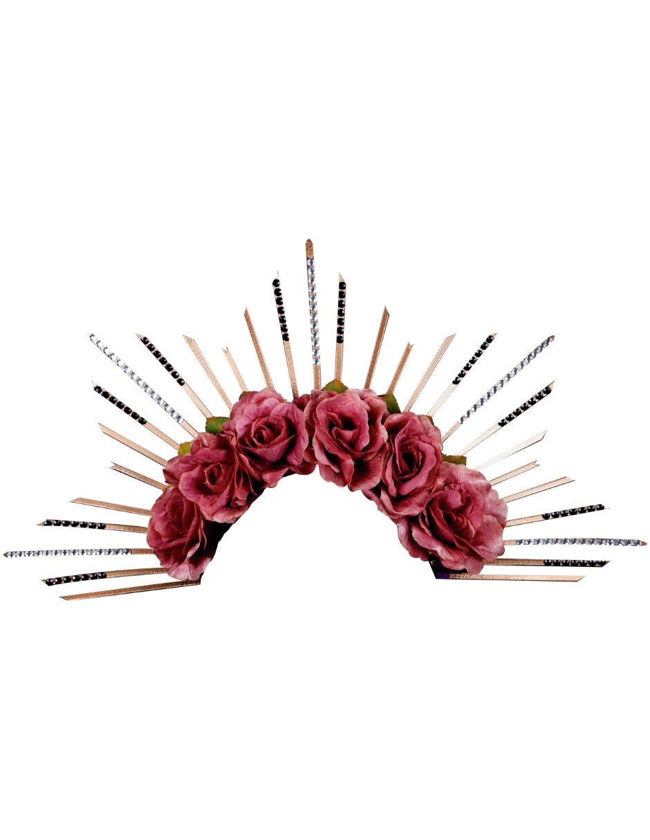 Diadema para disfraz de catrina con rosas Diadema para disfraz de catrina con rosas