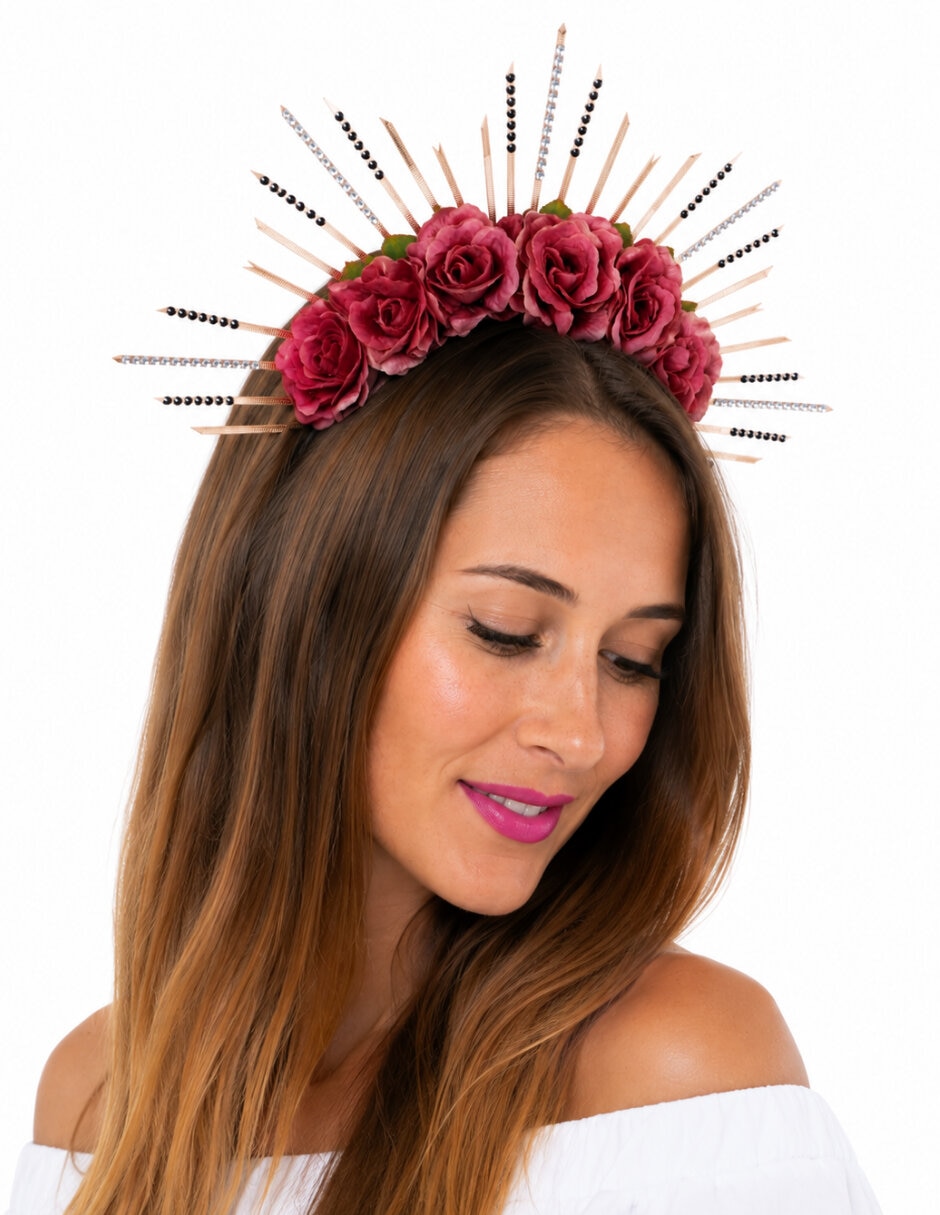 Diadema para disfraz de catrina con rosas Ghoulish Productions