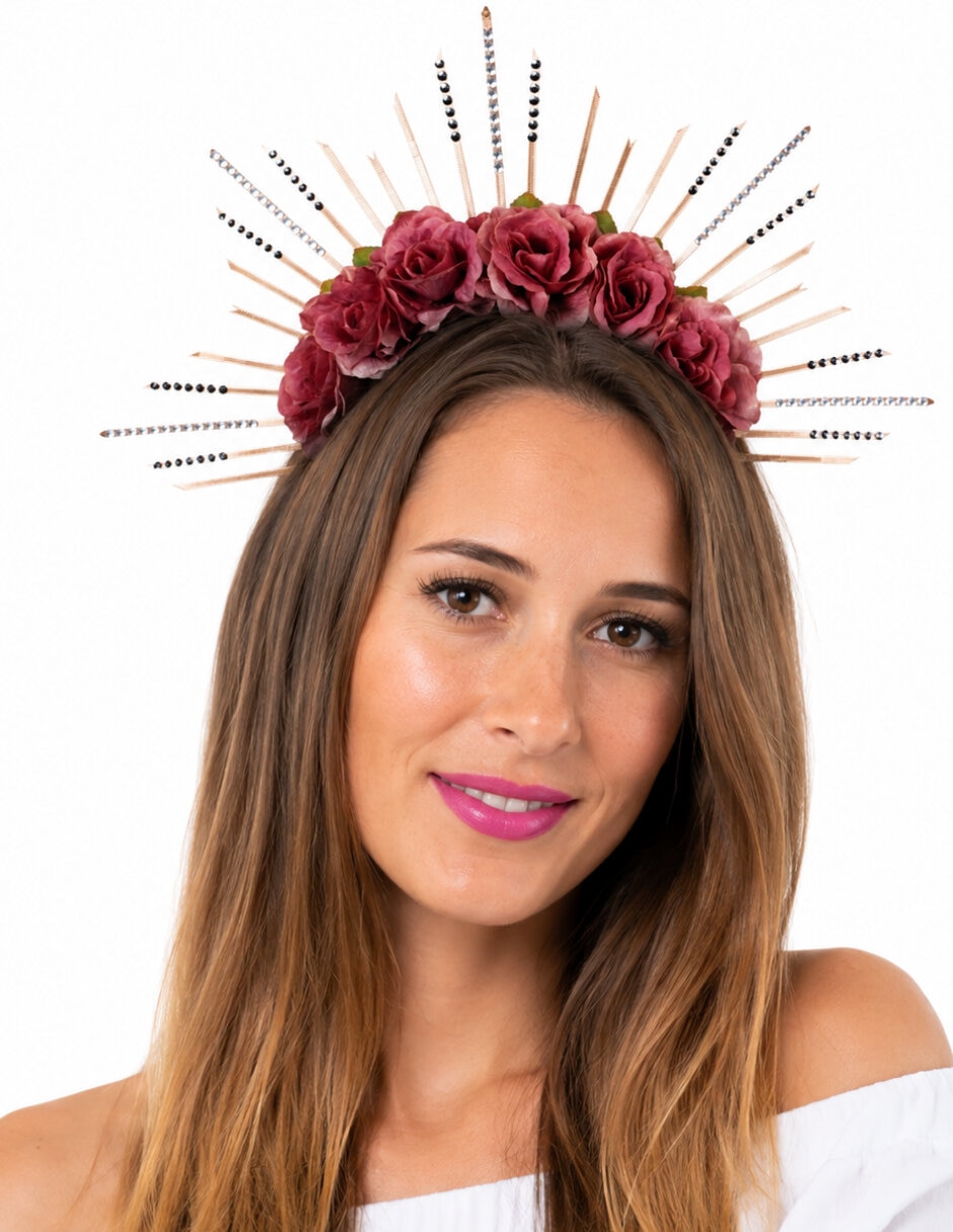 Diadema para disfraz de catrina con rosas Ghoulish Productions