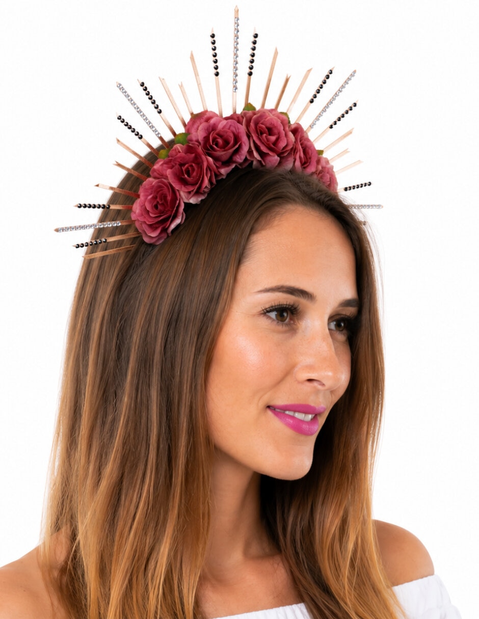 Diadema para disfraz de catrina con rosas Ghoulish Productions