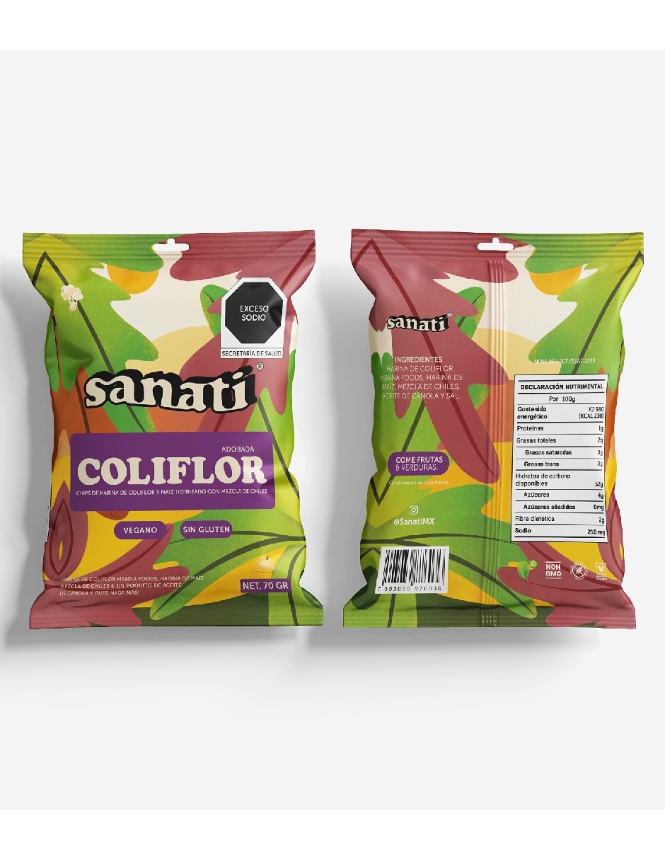 Caja de chips veganas surtidas Jícama y Coliflor Sanati