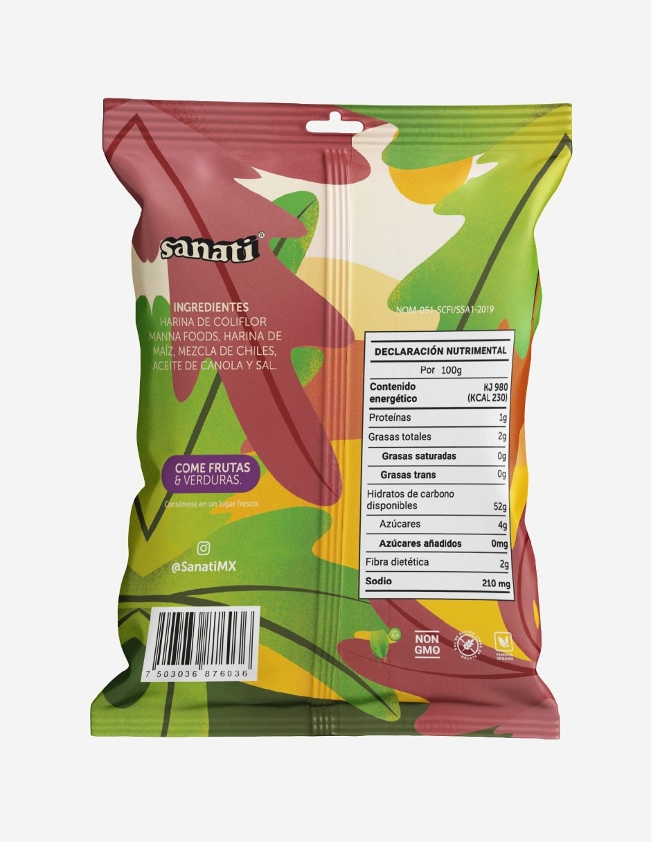 Caja de chips veganas de coliflor Sanati